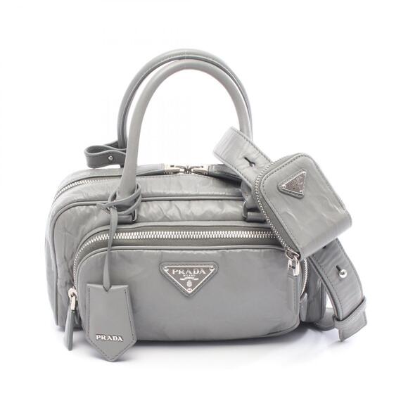 Prada Handbags - Prada Antique Nappa Leather Multi Pocket Top Handle Bag Slate Gray